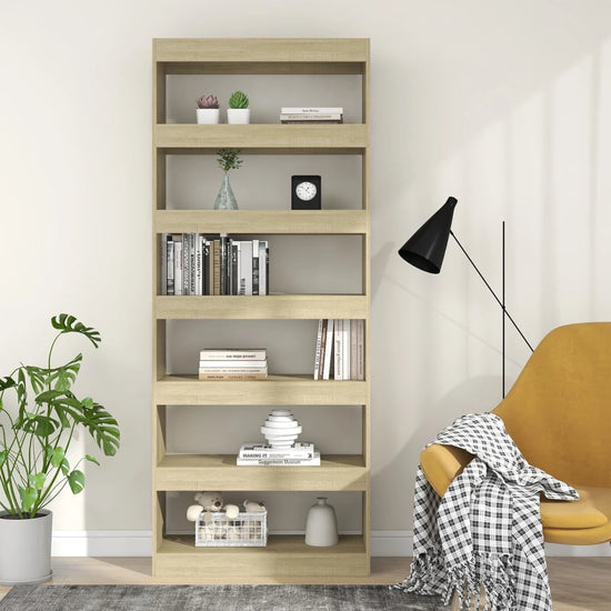 Boekenkast/kamerscherm 80x30x198 cm spaanplaat sonoma eiken MeubelReus