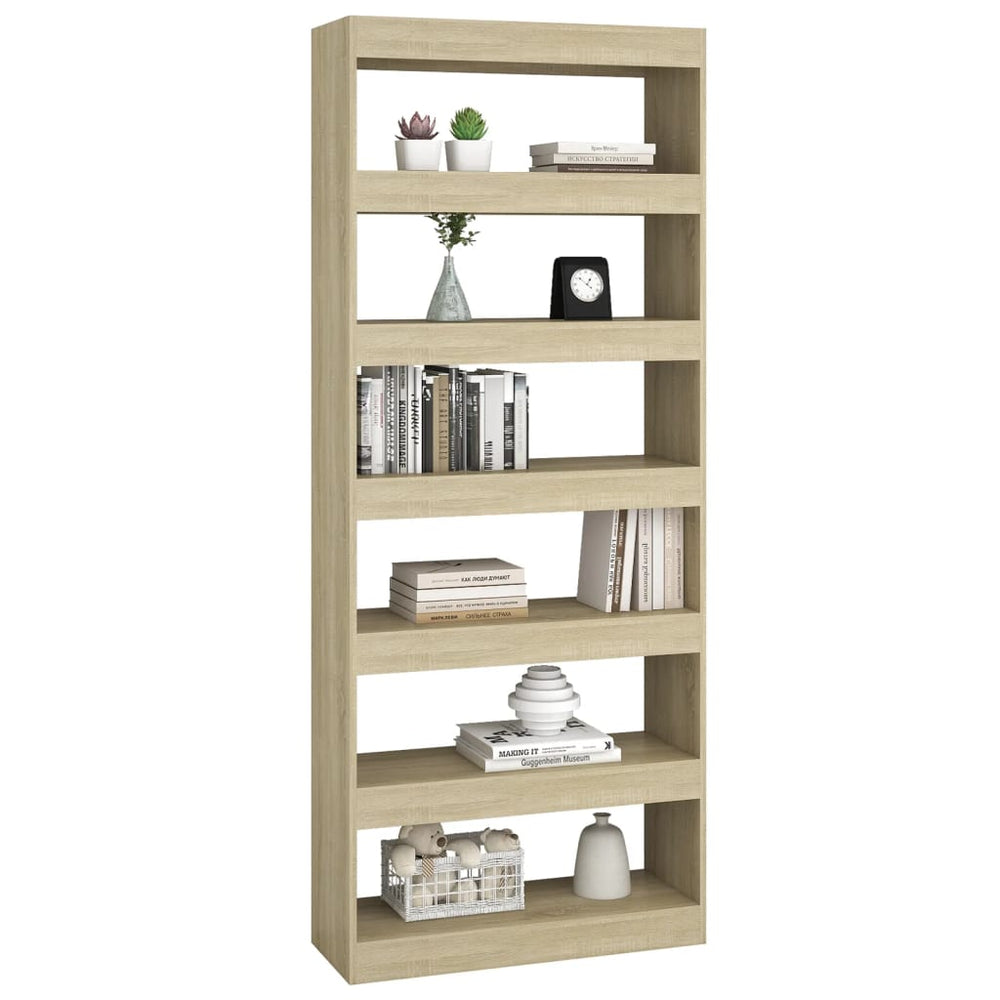 Boekenkast/kamerscherm 80x30x198 cm spaanplaat sonoma eiken MeubelReus