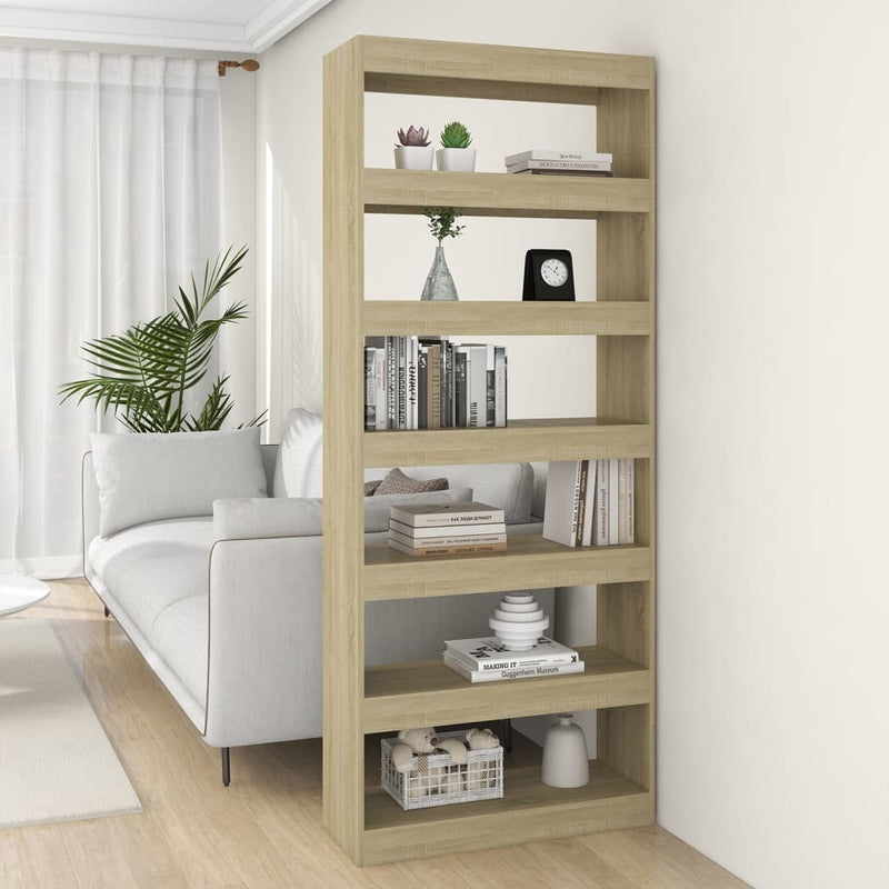Boekenkast/kamerscherm 80x30x198 cm spaanplaat sonoma eiken MeubelReus