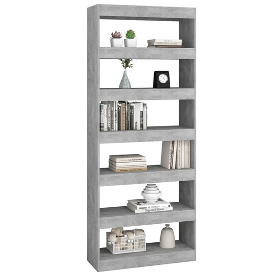 Boekenkast/kamerscherm 80x30x198 cm spaanplaat betongrijs MeubelReus