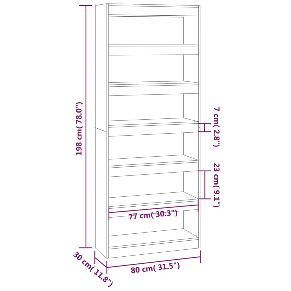 Boekenkast/kamerscherm 80x30x198 cm spaanplaat betongrijs MeubelReus