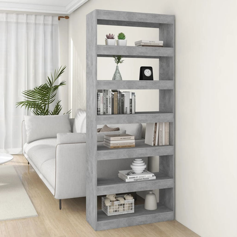 Boekenkast/kamerscherm 80x30x198 cm spaanplaat betongrijs MeubelReus