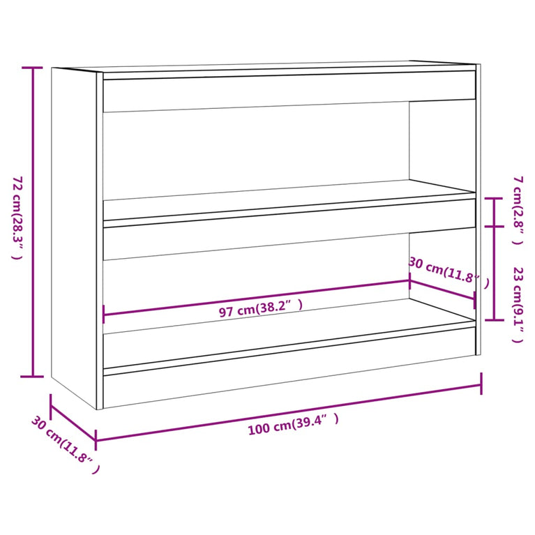 Boekenkast/kamerscherm 100x30x72 cm zwart MeubelReus