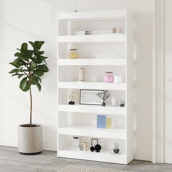 Boekenkast/kamerscherm 100x30x198 cm bewerkt hout wit MeubelReus