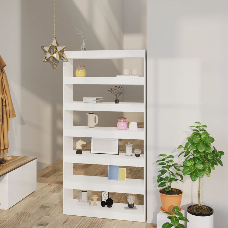 Boekenkast/kamerscherm 100x30x198 cm bewerkt hout wit MeubelReus