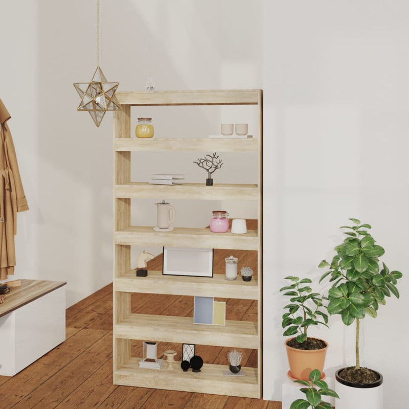 Boekenkast/kamerscherm 100x30x198 cm bewerkt hout sonoma eiken MeubelReus