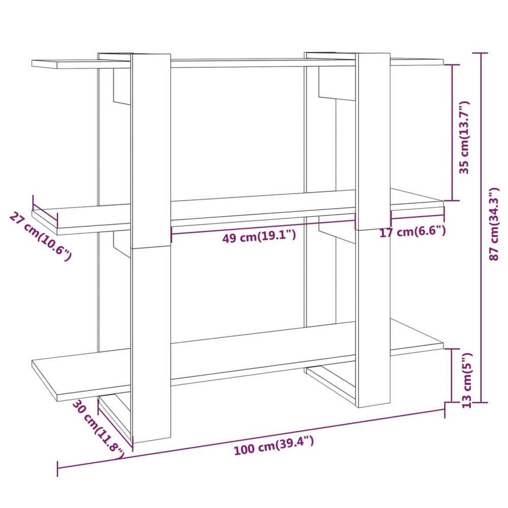 Boekenkast/kamerscherm 100x30x87 cm bruineikenkleurig MeubelReus