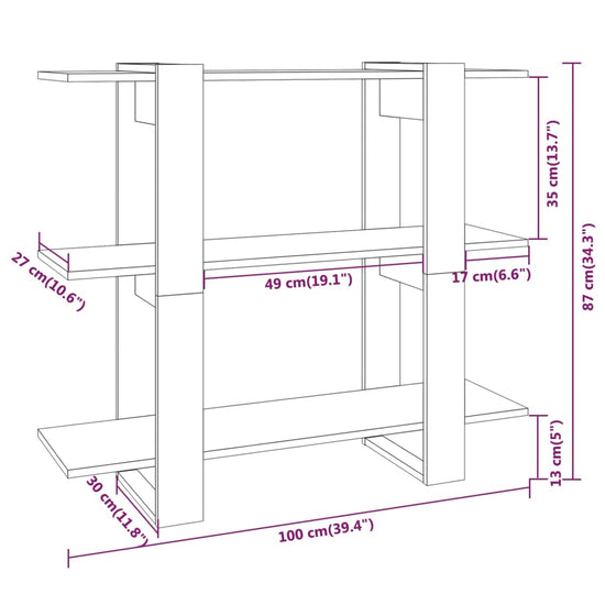Boekenkast/kamerscherm 100x30x87 cm bruineikenkleurig MeubelReus