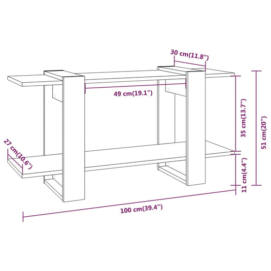 Boekenkast 100x30x51 cm bewerkt hout gerookt eikenkleurig MeubelReus