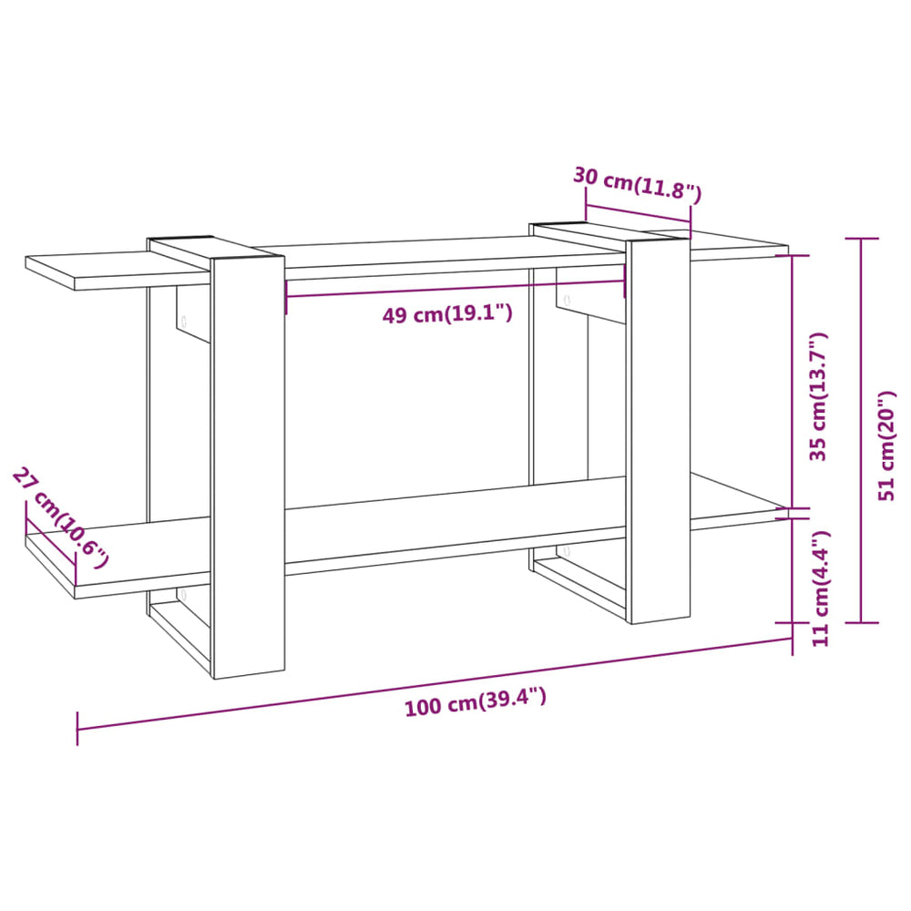 Boekenkast 100x30x51 cm bewerkt hout bruineikenkleurig MeubelReus