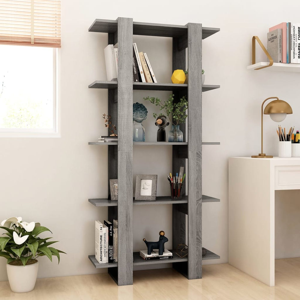 Boekenkast/kamerscherm 80x30x160 cm spaanplaat grijs sonoma MeubelReus