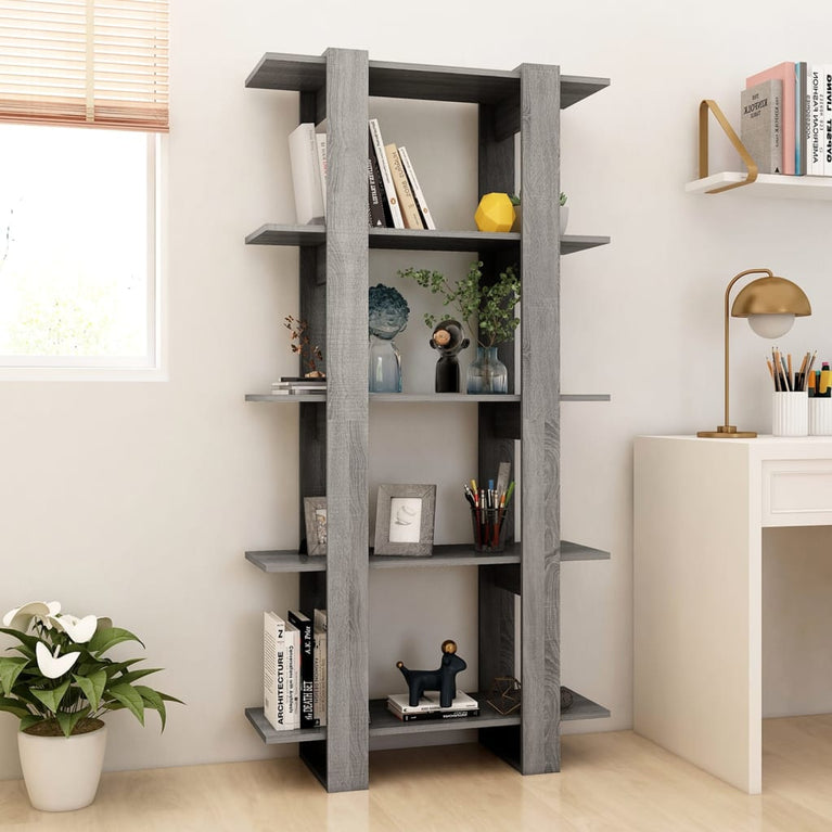 Boekenkast/kamerscherm 80x30x160 cm spaanplaat grijs sonoma MeubelReus