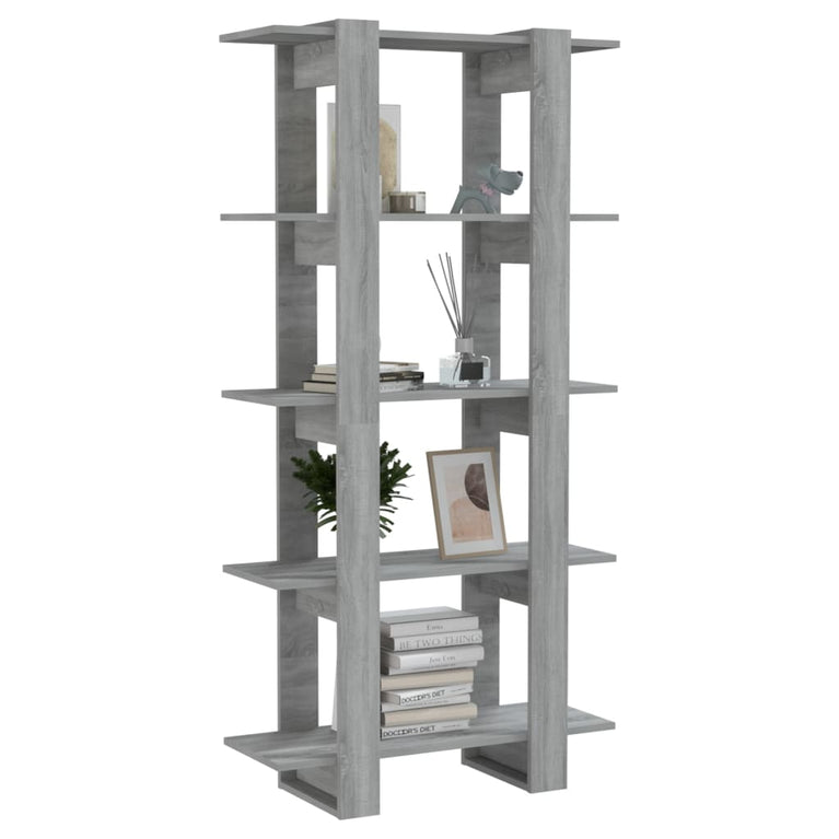 Boekenkast/kamerscherm 80x30x160 cm spaanplaat grijs sonoma MeubelReus