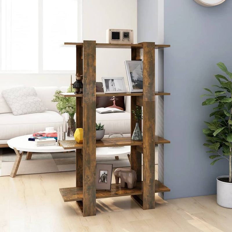 Boekenkast/kamerscherm 80x30x123,5 cm gerookt eikenkleurig