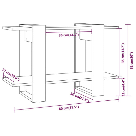 Boekenkast/kamerscherm 80x30x51 cm gerookt eikenkleurig MeubelReus
