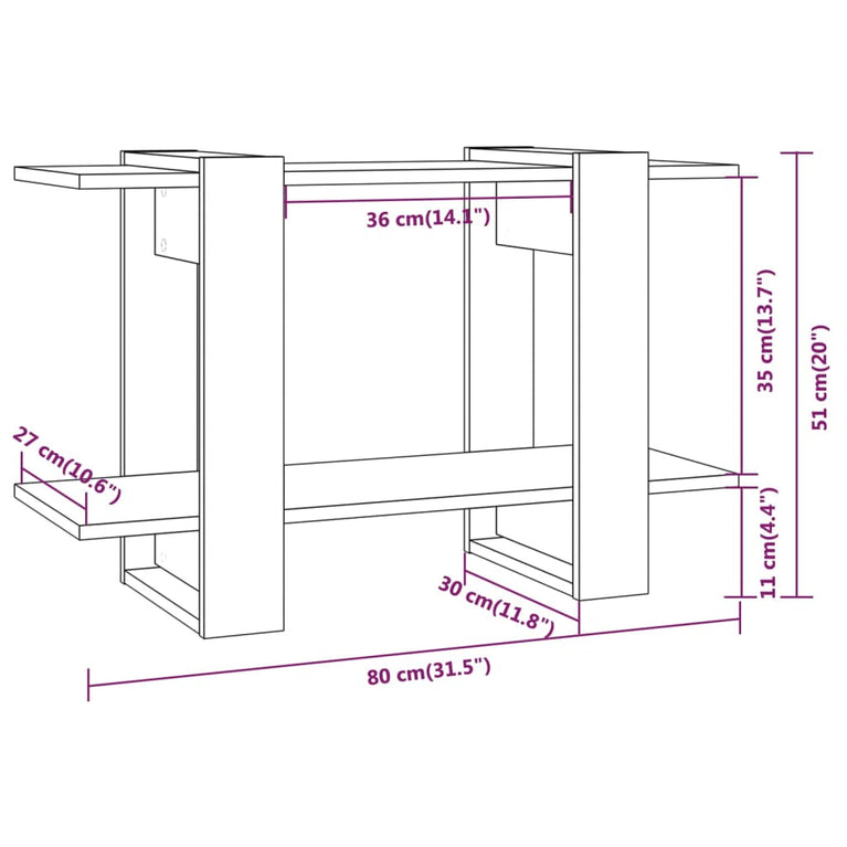 Boekenkast/kamerscherm 80x30x51 cm gerookt eikenkleurig MeubelReus