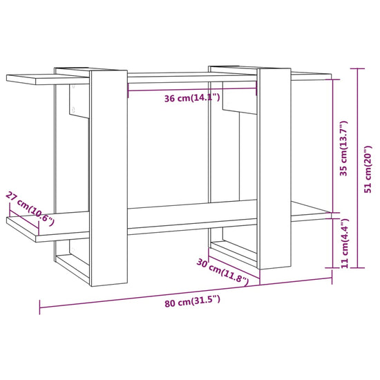Boekenkast/kamerscherm 80x30x51 cm bruineikenkleurig MeubelReus
