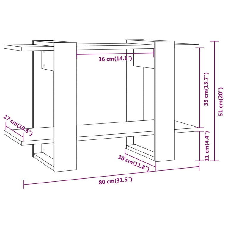 Boekenkast/kamerscherm 80x30x51 cm bruineikenkleurig MeubelReus