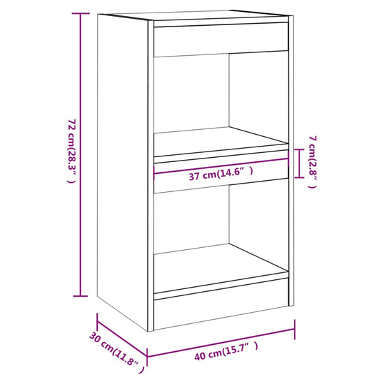Boekenkast/kamerscherm 40x30x72 cm grijs sonoma eikenkleurig MeubelReus