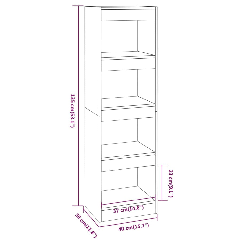Boekenkast/kamerscherm 40x30x135 cm gerookt eikenkleurig MeubelReus