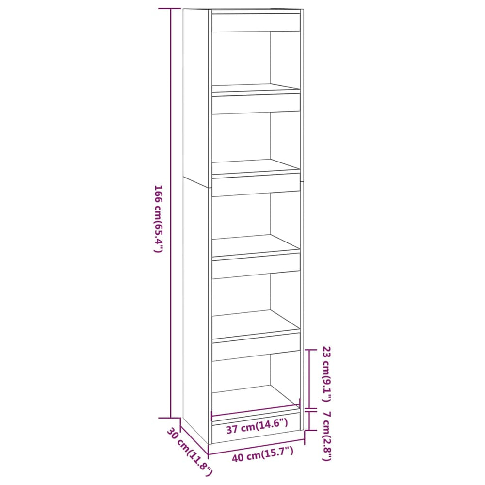 Boekenkast/kamerscherm 40x30x166 cm bruineikenkleurig MeubelReus