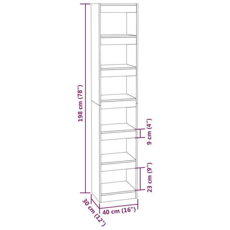 Boekenkast/kamerscherm 40x30x198 cm gerookt eikenkleurig MeubelReus