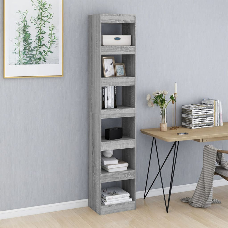 Boekenkast/kamerscherm 40x30x198 cm grijs sonoma eikenkleurig MeubelReus