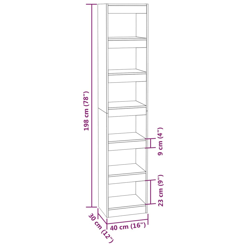 Boekenkast/kamerscherm 40x30x198 cm grijs sonoma eikenkleurig MeubelReus