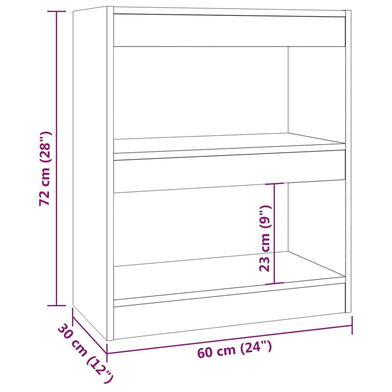 Boekenkast/kamerscherm 60x30x72 cm grijs sonoma eikenkleurig MeubelReus