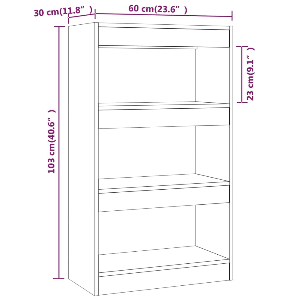 Boekenkast/kamerscherm 60x30x103 cm spaanplaat grijs sonoma MeubelReus