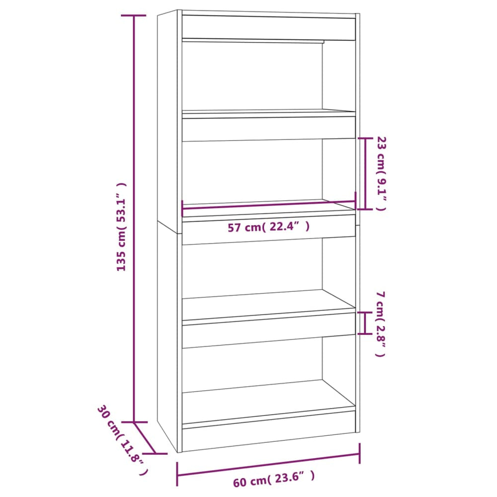 Boekenkast/kamerscherm 60x30x135 cm bewerkt hout gerookt eiken MeubelReus