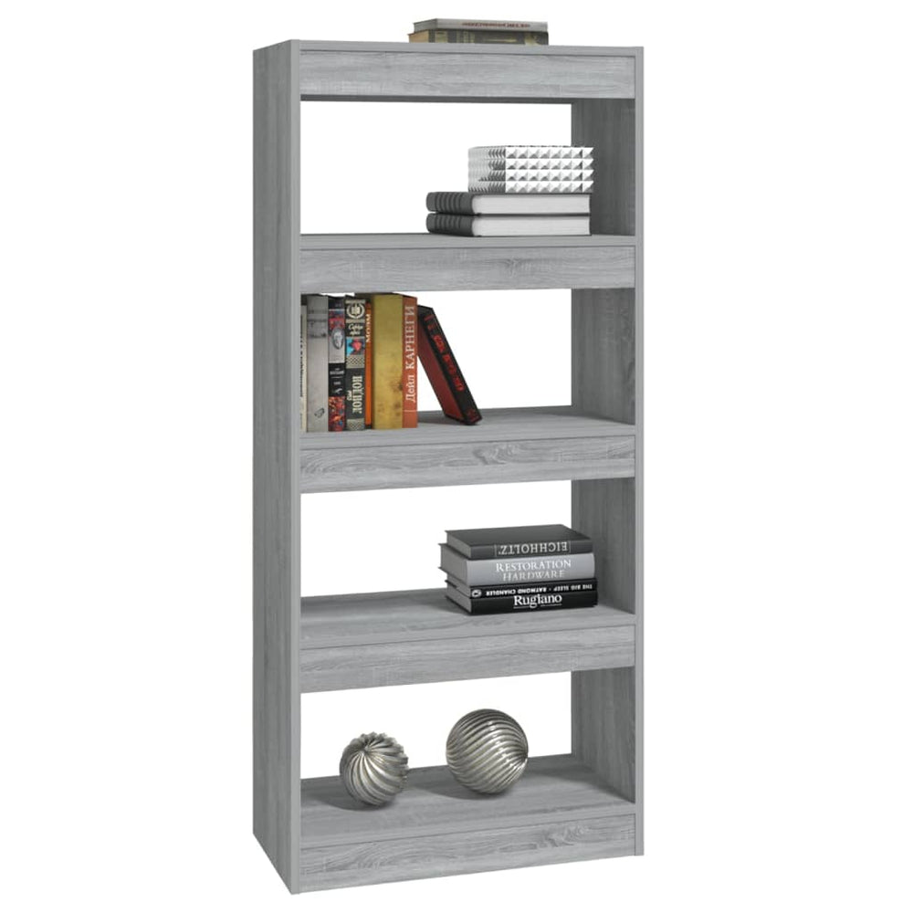 Boekenkast/kamerscherm 60x30x135 cm bewerkt hout grijs sonoma MeubelReus