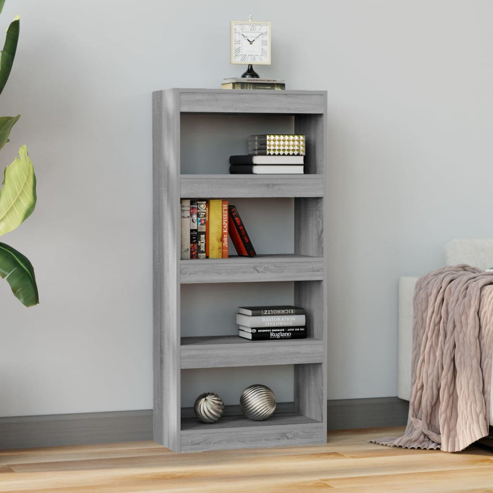 Boekenkast/kamerscherm 60x30x135 cm bewerkt hout grijs sonoma MeubelReus