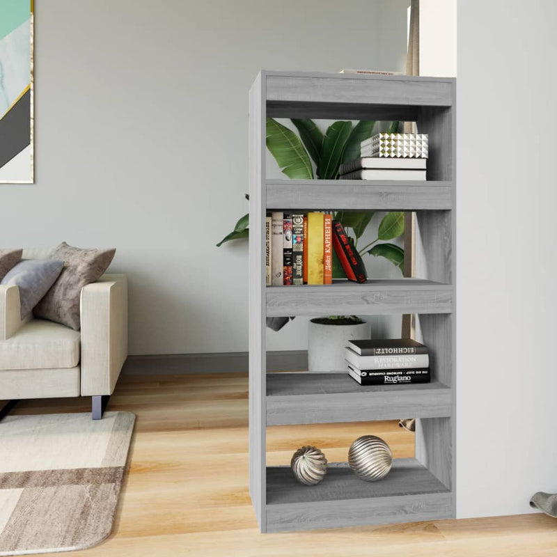 Boekenkast/kamerscherm 60x30x135 cm bewerkt hout grijs sonoma MeubelReus