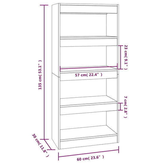 Boekenkast/kamerscherm 60x30x135 cm bewerkt hout bruineiken MeubelReus