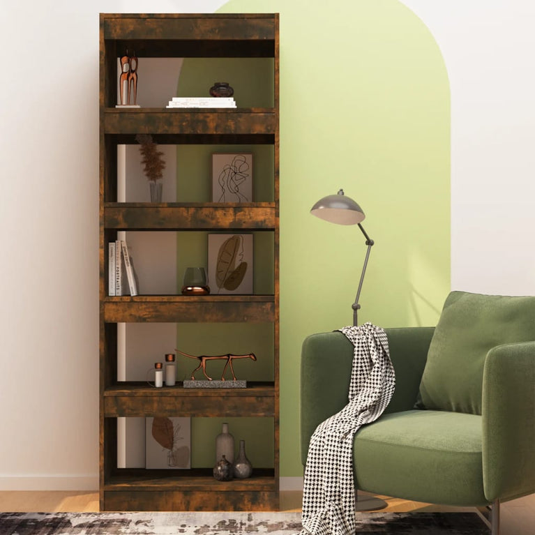 Boekenkast/kamerscherm 60x30x166 cm spaanplaat gerookt eiken MeubelReus