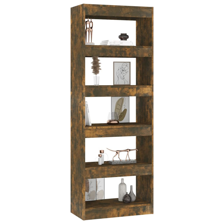 Boekenkast/kamerscherm 60x30x166 cm spaanplaat gerookt eiken MeubelReus