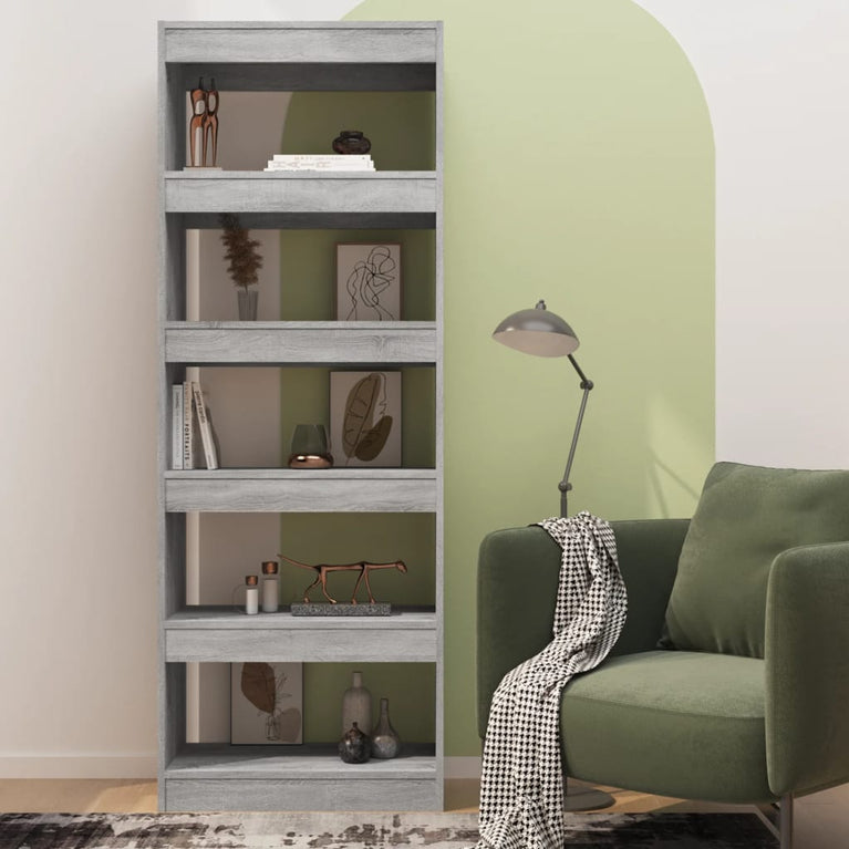 Boekenkast/kamerscherm 60x30x166 cm spaanplaat grijs sonoma MeubelReus