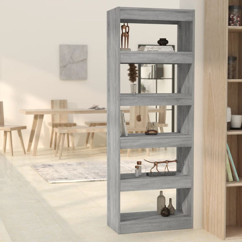Boekenkast/kamerscherm 60x30x166 cm spaanplaat grijs sonoma MeubelReus