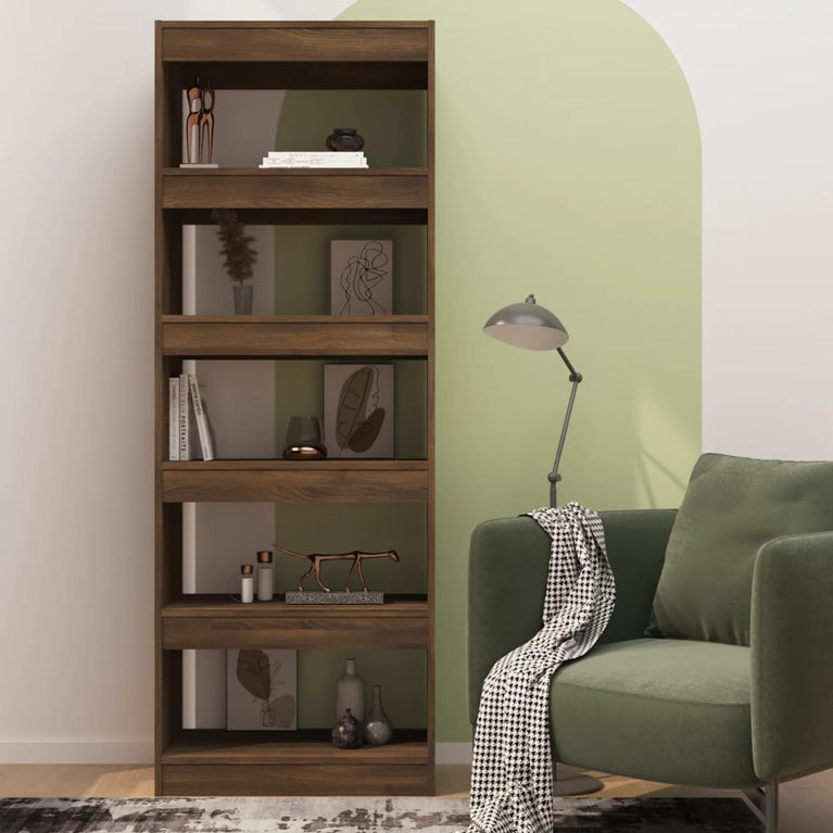 Boekenkast/kamerscherm 60x30x166 cm spaanplaat bruineikenkleur MeubelReus