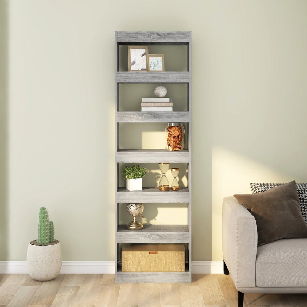 Boekenkast/kamerscherm 60x30x198 cm grijs sonoma eikenkleurig MeubelReus