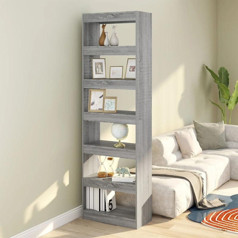 Boekenkast/kamerscherm 60x30x198 cm grijs sonoma eikenkleurig MeubelReus