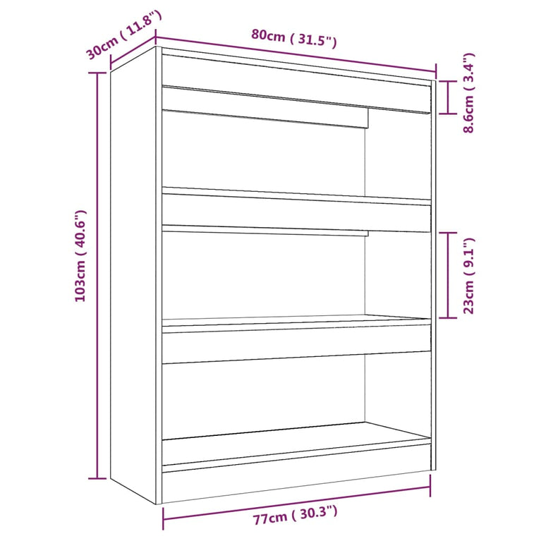 Boekenkast/kamerscherm 80x30x103 cm bewerkt hout grijs sonoma MeubelReus