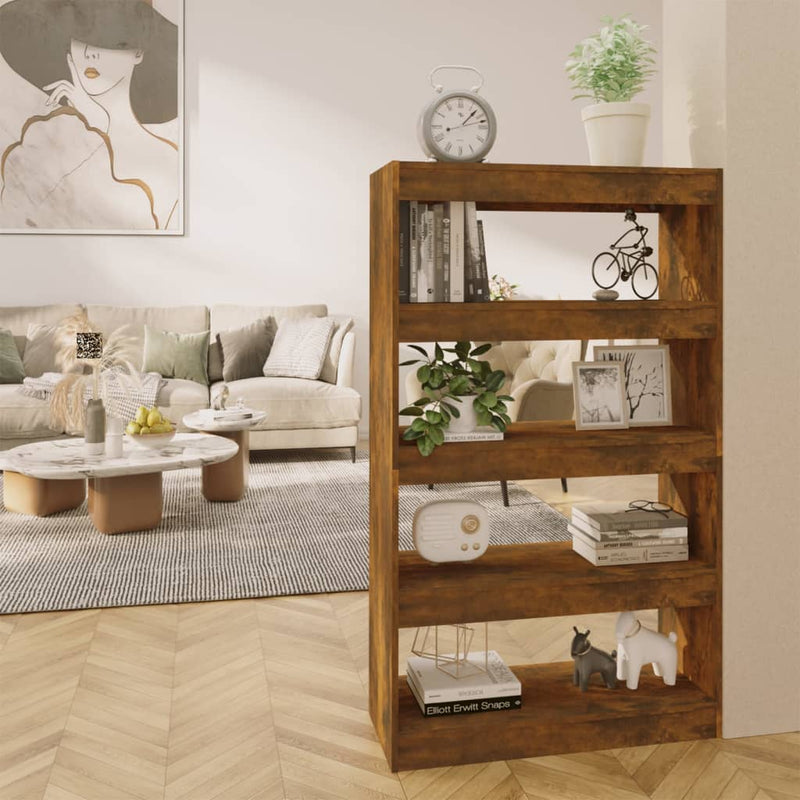 Boekenkast/kamerscherm 80x30x135 cm spaanplaat gerookt eiken MeubelReus