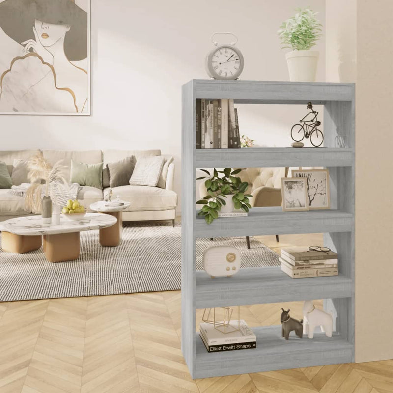 Boekenkast/kamerscherm 80x30x135 cm spaanplaat grijs sonoma MeubelReus