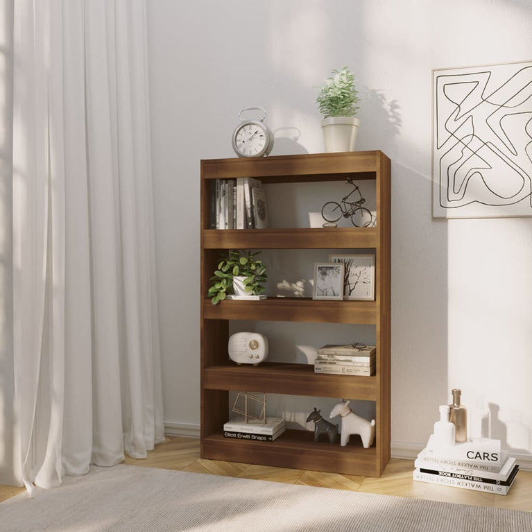 Boekenkast/kamerscherm 80x30x135 cm spaanplaat bruineikenkleur MeubelReus