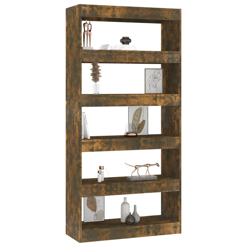 Boekenkast/kamerscherm 80x30x166 cm spaanplaat gerookt eiken MeubelReus