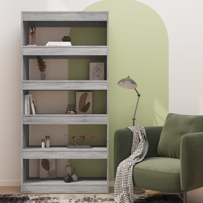Boekenkast/kamerscherm 80x30x166 cm spaanplaat grijs sonoma MeubelReus