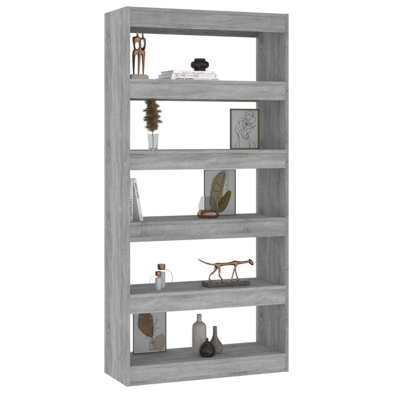 Boekenkast/kamerscherm 80x30x166 cm spaanplaat grijs sonoma MeubelReus