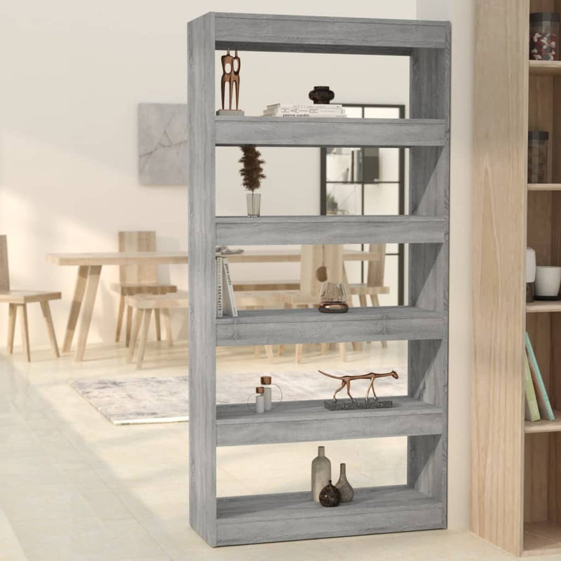 Boekenkast/kamerscherm 80x30x166 cm spaanplaat grijs sonoma MeubelReus